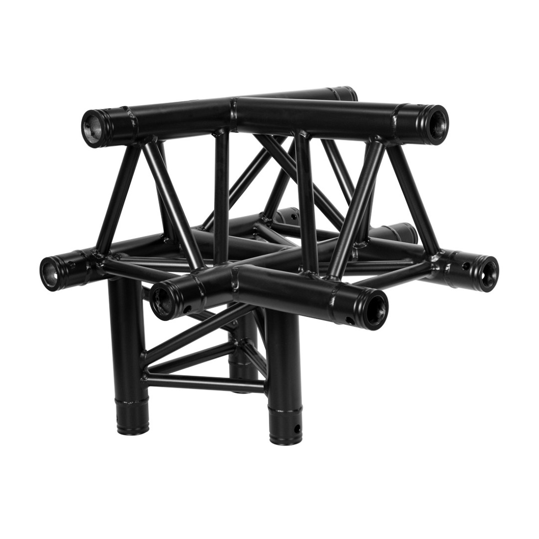 DT 33/2-T43-TU Black 4-Weg T-Stuk 90 Graden + Omhoog – Driehoek Truss – Zwart